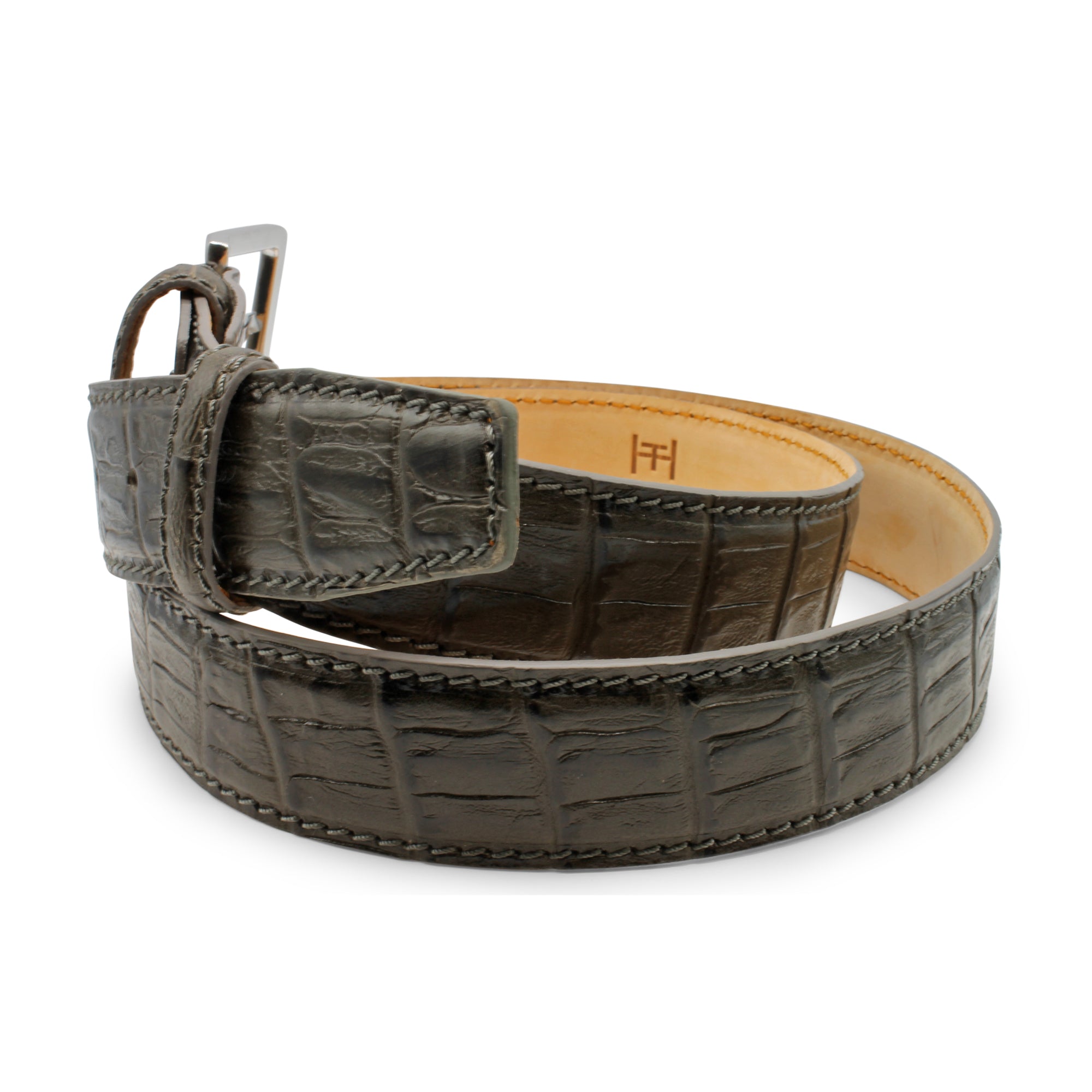 Mock Alligator Texture Leather Belt 40mm