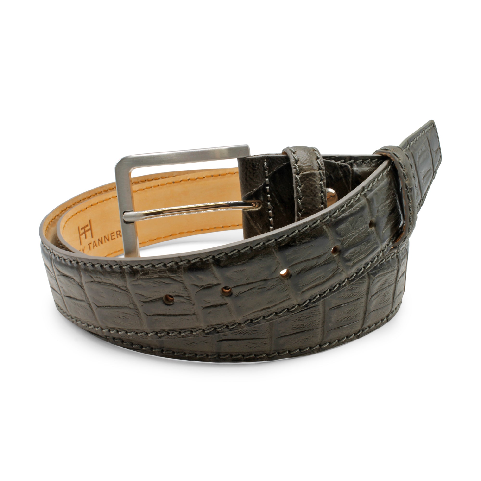Mock Alligator Texture Leather Belt 40mm